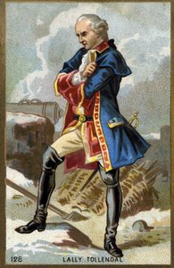 Thomas Arthurin markiisin muotokuva, Baron de Tollendal, Earl of Lally (1702 - 1766), irlantilaista alkuperää oleva ranskalainen kenraali. 1800-luvun lopun kromolitografia. tekijältä Unknown artist