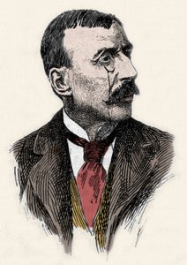 Portugalilaisen kirjailijan ja diplomaatin Jose Maria de Eeca de Queirosin eli Queirozin (1845-1900) muotokuva. Kaiverrus 1800-luvulta tekijältä Unknown artist