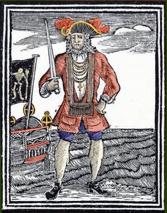 Muotokuva merirosvo Bartholomew "Black Bart" Robertsista. tekijältä Unknown artist