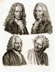 Voltairen muotokuvia eri ikäisinä - kaiverrus tekijältä Unknown artist