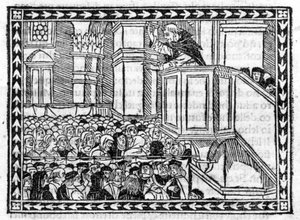 G. Savonarolan (Jerome Savonarola) (1452 - 1498) saarna - "" Compendium of Revelatione" -kirjassa, 23.4.1496 tehty inkunaabuli. tekijältä Unknown artist