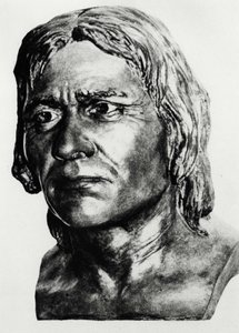 Esihistoria: Cro-Magnonin miehen (rintakuva) rekonstruktio Mac Grégorin mukaan. tekijältä Unknown artist