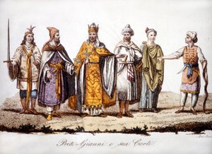 Pritre Jean ja hänen hovinsa. Kaiverrus sd 1800-luvun alku. tekijältä Unknown artist