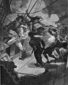 Sotamies Jean Bart (1650-1702) lähestyy laivaa. Kaiverrus 1800-luvulta. Jules Micheletin teoksessa "Histoire de France". tekijältä Unknown artist