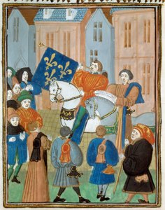 Rauhanjulistus Reimsissä 2. lokakuuta 1435 sen jälkeen, kun kuningas Kaarle VII ja Burgundin herttua Filip III Hyvä allekirjoittivat Arrasin sopimuksen, joka päätti armagnakkien ja burgundilaisten välisen sisällissodan. Miniatyyri elokuvasta Kings and quee tekijältä Unknown artist