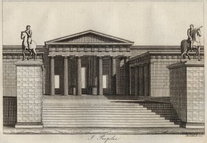 Propylees (Propylaea) (Ateenen akropolis) kaiverrus universumin kaikkien kansojen tavoista ja perinteistä. Eli kaikkien kansojen hallituksen, lakien, miliisin, uskonnon historia kaukaisimmista ajoista nykypäivään "1856 tekijältä Unknown artist