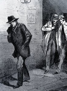 Psykoositunnelmaa öisin Lontoon kaduilla (Joku Viiltäjä-Jackin murhiin) - 1800-luvun loppu, n. 1888. tekijältä Unknown artist