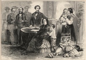 Espanjan kuningatar Isabella II (Isabella of Bourbon) (1830-1904) ja Francois Assisilainen Bourbon tai Francois I Espanjan (1822-1902) turvautuivat lastensa kanssa Paun linnaan Ranskassa syyskuun vallankumouksen jälkeen (Gloriosa) . Lastensa keskuudessa tekijältä Unknown artist