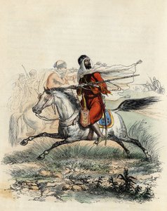 Emir Abd-el-Kaderin punaiset ratsumiehet pakenivat metsästäjien toimesta Ranskan armeijan ratsain Oranissa vuonna 1841 Leon Galibertin teoksessa "L