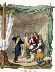 Rene Duguay Trouin (Duguay-Trouin) (Rene Trouin du Gue dit) (1673-1736) ennen kuningas Ludvig XIV:tä (1638-1715). Kaiverrus 1800-luvulta. tekijältä Unknown artist