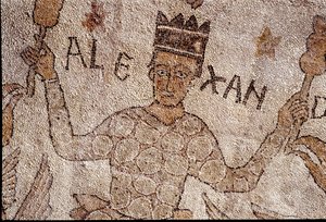 Makedoinan kuninkaan ja Persian valloittajan Aleksanteri Suuren (356-323 eKr.) edustus ympäröi Intian eläimistöä Intian valloituksen aikana. Pantaleonen (tai Pantaleonin) jalkakäytävä tekijältä Unknown artist