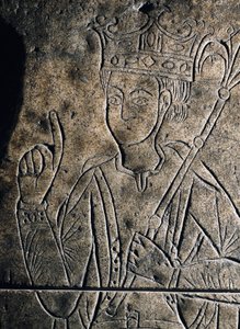 Kastilian kreivin Sanchez II Garcian (1010-1029) edustaja. Matalat kohokuviot San Salvadorin luostarin haudalla Onassa (Espanja). tekijältä Unknown artist