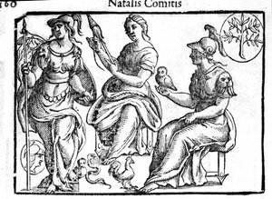 Edustus jumalallisesta Athenesta. Kaiverrus kreivi Natalian "Mytologiasta ja taruista". 1637 tekijältä Unknown artist