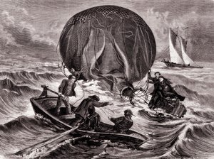Habs-pallon pelastus, jonka asentavat herra ja rouva Durouf. Haaksirikkoutui Englannin rannikolla 1. syyskuuta tekijältä Unknown artist