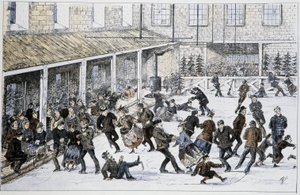 Rink in Halifax, Nova Scotia - "" Luonnokset kanadalaisista urheilu- ja ajanvietteistä"" Liut. Henry Buckton Laurence tekijältä Unknown artist