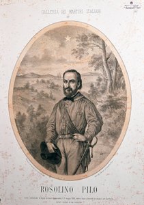 Risorgimento: "" Italian patriootin Rosolino Pilon (1820-1860) muotokuva "" tekijältä Unknown artist
