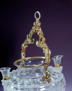 Vuorikristallimaljakon kahva edustaa Noen juopumista. 1550 Pariisin ympärillä. Louvren taidemuseo tekijältä Unknown artist