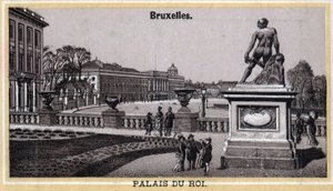 Brysselin kuninkaallinen palatsi, Belgia. 1800-luvun lopun kromolitografia. tekijältä Unknown artist