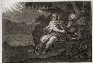 Royaumont Bible, Uusi testamentti: Evankelista Pyhä Johannes kotkan kanssa. Kuvitus vuodelta 1811. tekijältä Unknown artist