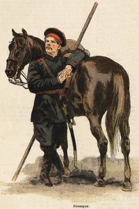 Venäjän kasakka-asu. 1800-luvun kaiverrus. Bianchetti kokoelma. tekijältä Unknown artist