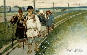 Venäläiset matkailijat jalkaisin 1800-luvulla. tekijältä Unknown artist