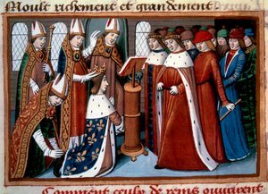 Reimsin arkkipiispan pyhä kuningas Kaarle VII (1422-1461) 17.7.1429 tekijältä Unknown artist