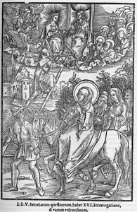 Saint Brigitte de Suede (Santa Brigitta di Svezia) (Brigida, Bridget, Brigite) (1303-1373). Leski, Pyhän Vapahtajan ritarikunnan perustaja. Kaiverrus "Muistokuvakirjoihin profetioista tai näkyistä" 1556 tekijältä Unknown artist
