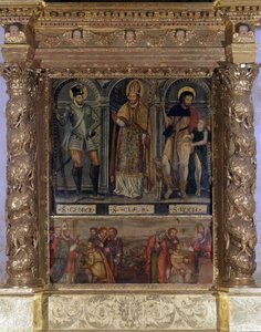Saint Clair tai Saint Roch alttari: St Roch ja Ruton nappula ja Pyhä Yrjö Henrik III:n tavalla - Rognesin taivaaseenastumisen kirkko tekijältä Unknown artist