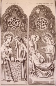 Saint Louis poimii luita ja antaa spitaalisille ruokaa tekijältä Unknown artist