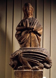 Pyhä Margarita demonin voittaja Veistos kiville 1400-luvulta. Compiegne Musee Vivenel tekijältä Unknown artist