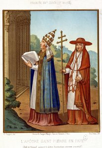Pyhä Pietari paavissa kardinaalin seurassa, 1400-luvun toinen puoli. tekijältä Unknown artist
