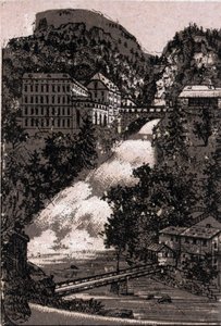 Salzkammergut, Itävalta: näkymä Gasteinin laaksoon. kirjassa "" Maailma havainnollistaa 168 näkymää"" Päiväämätön (1800-luvun loppu) tekijältä Unknown artist