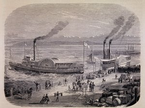 San Francisco Docks and Paddle Wheeled Boats (Kalifornia) - "Tour du Mondessa" tekijältä Unknown artist