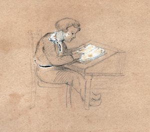Koulupoika töissä. (piirustus, noin 1830) tekijältä Unknown artist