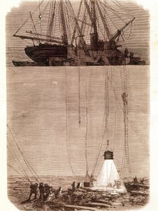 Etsi Vigon lahdella vuonna 1702 haaksirikkoutuneita espanjalaisia galleoneja. Sivu otettu "" Emporio Picturescosta"" 1871 tekijältä Unknown artist