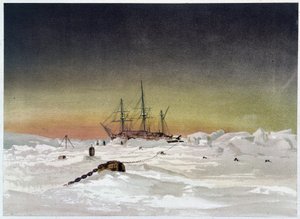 Ship in the Ice - elokuvassa "" Napameren rannat, arktisen retkikunnan kerronta"", kirjoittaneet tohtori Edward Moos, Marcus Nard & Co, Lontoo tekijältä Unknown artist