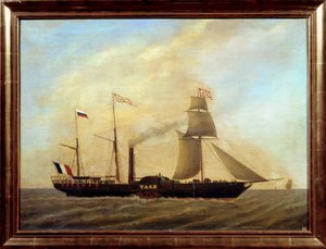 Laiva terien kanssa Tejo-joella Anonymous-maalaus. 1800-luvun Marseillen merimuseo tekijältä Unknown artist