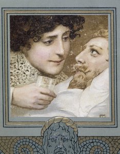 Sairas mies ja nainen antavat hänelle lasillisen vettä - 1800-luku tekijältä Unknown artist