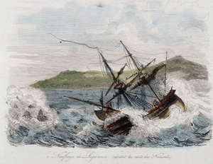 La Perousen kreivin Jean-Francois Galaupin laivan uppoaminen (Jean Francois Laperouse tekijältä Unknown artist