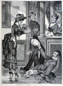 Luistelukohtaus panimossa. Poika kaatuu ja rikkoo käyttämänsä lautaset (1883). tekijältä Unknown artist