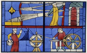 Kehruutyöpaja. Lasimaalaus Cathedrale d