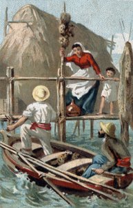Sienikalastajat Kuubassa. 1800-luvun lopun kromolitografia. tekijältä Unknown artist