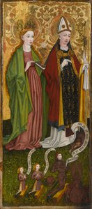 St. Barbara ja St. Valentine Caspar von Laubenbergin ja hänen poikiensa kanssa, noin 1450 (tempera ja öljy paneelissa) tekijältä Unknown artist
