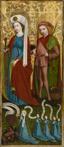 Pyhä Katariina ja Pyhä Vitus, Anna von Freiberg ja hänen tyttärensä, noin 1450 (tempera ja öljy paneelissa) tekijältä Unknown artist