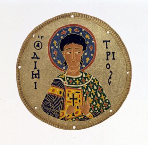 St Demetrius - teoksessa "" Bysantin emalien historia ja monumentit"" N. Kondakow. Kromolitografia 1892. tekijältä Unknown artist