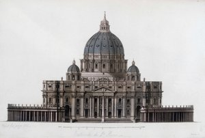 Pietarinkirkko Roomassa Vatikaaniin (San Pietro in Vaticano). Jules Ferrarion "" Vanha ja moderni puku"" 1819-1820. tekijältä Unknown artist