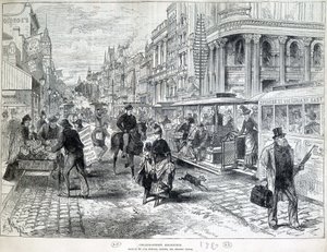 Katukohtaukset, Collins Street Melbournessa vuonna 1889. tekijältä Unknown artist