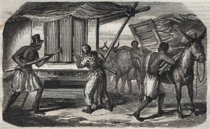 Sokerin valmistus: sokeriruokomylly sokeritehtaalla Länsi-Intiassa. Kaiverrus vuodelta 1859. tekijältä Unknown artist
