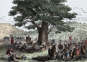 Teutonit nauttivat lomasta - kaiverrus 1800-luvun lopusta tekijältä Unknown artist