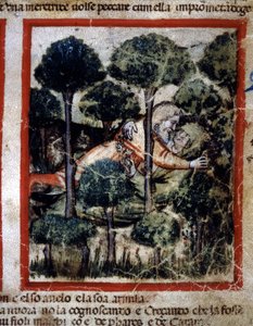 Thamar (Tamar) on Amnonin (Ammon) omistuksessa” Miniatyyri otettu Codex 212:sta (tai Padovan koodeksista tai Padovan Raamatusta) 1390-1400 Rovigo, Accademia dei Concordi tekijältä Unknown artist